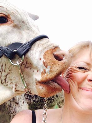 Sheri Gurr and her selfie with her steer Mojo